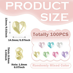 不透明ABSプラスチックビーズ100個  模造パール  ハート  多面カット  ミックスカラー  13x14.5x8.5mm  穴：1.8mm&nbsp;MACR-TADJ0001-09