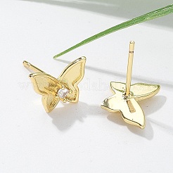 Brass Butterfly Stud Earrings&nbsp;EJEW-R016-19G