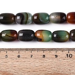 天然石瑪瑙ビーズ連売り  染め  バレル  ダークシーグリーン  13~15x9.5~11mm  穴：1mm  約28個/連  14.96~15.35インチ（38~39cm）&nbsp;G-N356-02B-10