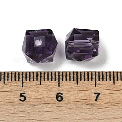 模造オーストリアクリスタルビーズ  k9ガラス  四角いファセット  インディゴ  10x10x10mm  穴：1.8mm&nbsp;GLAA-R002-02O