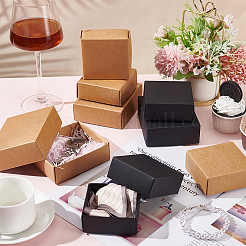 厚紙のジュエリーボックス  正方形  記念日のために  結婚式  誕生日  ペルー  8.6x8.6x3.6cm  展開：24.3~25.3x24.3~25.3x0.05cm  2個/セット&nbsp;LS-CBOX-WH0003-28A