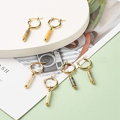 Natural Jade Column Drop Earrings for Women&nbsp;EJEW-JE04701-04