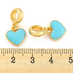Rack Plating Alloy Enamel Heart European Dangle Charms&nbsp;FIND-B034-21G-05