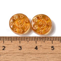 透明なランプワークビーズ  月と星が描かれたフラットラウンド  砂茶色  13x5mm  穴：1mm  約70~82個/100g&nbsp;LAMP-P065-04A-11