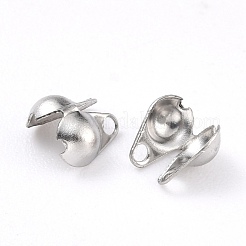 変色しにくい304ステンレススチールボールチープ  カロット終了  クラムシェルノットカバー  ステンレス鋼色  4.5x2.5mm  穴：0.5mm&nbsp;STAS-P126-06P