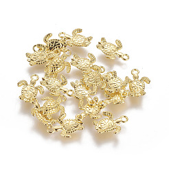 合金チャーム  カドミウムフリー＆ニッケルフリー＆鉛フリー  カメ  ゴールドカラー  16x13x3mm  穴：1mm&nbsp;PALLOY-ZN40923-G-FF