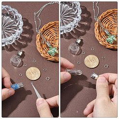 DIY 304 ステンレススチール製レディースチェーンネックレスセット  ガラス瓶と  丸カン  ステンレス鋼色  17.7インチ（45cm）&nbsp;DIY-YW0012-99
