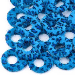 のどモヘアペンダント  アルミ底  フラットラウンド  プラチナ  ドジャーブルー  43~44x40.5~41.5x4.5~5mm  穴：1mm&nbsp;LS-X-WOVE-S118-03G