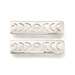 ラックメッキ真鍮ムーンフェイズバーペンダント  長持ちメッキ  長方形  プラチナメッキ  20x5x1mm  穴：1.2mm&nbsp;LS-KK-H756-01P-A