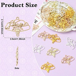 40 個 4 色合金中空コネクタチャーム  梅の花の中国扇子リンク  ミックスカラー  35x21mm  10個/カラー&nbsp;FIND-YW0010-91