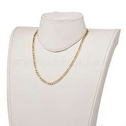 304ステンレススチールフィガロチェーン  カーブチェーンネックレス  カニカン付き  ゴールドカラー  17.71インチ（45cm）&nbsp;NJEW-JN03265