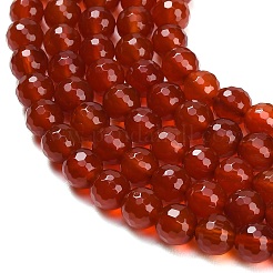 天然石カーネリアンビーズ連売り  多面カット  ラウンド  8mm  穴：1mm  約47~48個/連  15.16''（38.5センチメートル）&nbsp;G-C280-B10-8mm