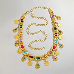 Ethnic Style Alloy with Acrylic Colorful Oval Link Chain Teardrop Tassel Waist Belly Chains for Women&nbsp;FS-WGB9AE6-01