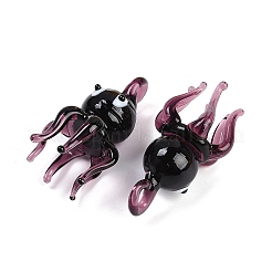 手作りランプワークペンダント  タコチャーム  パープル  31~35x17~20.5x15~20mm  穴：3~4.5mm&nbsp;LS-LAMP-I029-01B