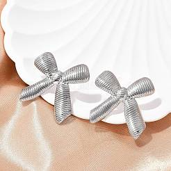 304ステンレススチールスタッドピアス  蝶結び  ステンレス鋼色  29.5x26.5mm&nbsp;EJEW-C131-03P