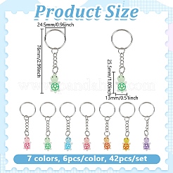42Pcs 7 Colors Resin Tortoise Keychains&nbsp;KEYC-GO0001-20