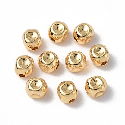 真鍮ビーズ  カドミウムフリー＆ニッケルフリー＆鉛フリー  キューブ  18KGP本金メッキ  5x6x5mm  穴：1.6mm&nbsp;KK-P223-27G