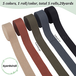 5ロール 5色フラットポリコットンリボン  服飾材料  ミックスカラー  1-1/2インチ（38mm）  約4ヤード/ロール  1ロール/色&nbsp;OCOR-WR0001-20