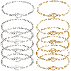 12Pcs 2 Colors 304 Stainless Steel Twisted Curb Chains Bracelets&nbsp;BJEW-SC0001-61