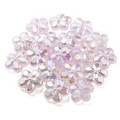 UVメッキ蓄光透明アクリルビーズ  暗闇で光る  花  ラベンダー  26x27.5x12.5mm  穴：4.5mm&nbsp;OACR-P010-16C