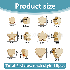 60Pcs 6 Styles Brass Beads&nbsp;KK-HS0015-06