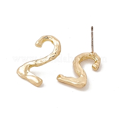 Brass Number Stud Earrings with 925 Sterling Silver Pins for Women&nbsp;LS-EJEW-A077-01B