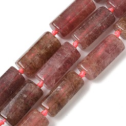 天然のスモールストロベリークォーツビーズの連  多面カット  コラム  22~23x11~11.5x10~10.5mm  穴：1.2mm  約16個/連  16.02~16.10''（40.7~40.9センチメートル）&nbsp;GG-CBA086A-03A-02