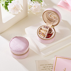 Portable Travel Round Velvet Jewelry Set Storage Zipper Boxes&nbsp;CON-TAC0001-11B