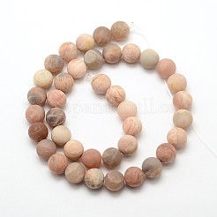 天然サンストーンつや消しラウンドビーズ連売り  6mm  穴：1mm  約65個/連  37~38cm&nbsp;G-O039-07-6mm