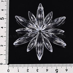 透明なアクリルパーツ  多面カット  スノーフレーク  透明  61.5~62x53~53.5x10mm  穴：2.5mm  約55個/500g&nbsp;TACR-T028-10A