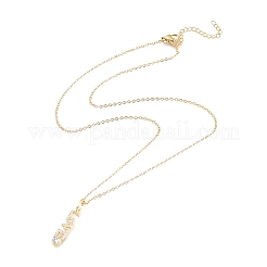 Brass Micro Pave Clear Cubic Zirconia Pendant Necklaces&nbsp;X-NJEW-L146-28A-G