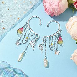 Wing Resin & Natural Quartz Crystal Points Beaded Dangle Earrings&nbsp;EJEW-TA00522