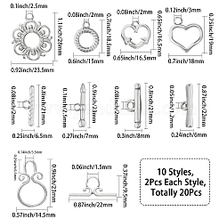 10セット5スタイル304ステンレススチールマンテル  ハート＆リング＆フラワー  混合図形  ステンレス鋼色  7~28x9.5~23.5x1.5~3mm  2セット/スタイル&nbsp;STAS-CA0001-75