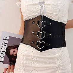 PU Leather Wide Elastic Corset Belt with Alloy Heart Buckle&nbsp;AJEW-WH0007-26