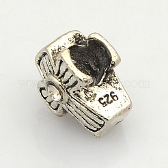 アンティークシルバートーン合金ラインストーンビーズを横断  大穴ビーズ  クリスタル  11x9x8mm  穴：4mm&nbsp;ALRI-N025-09C