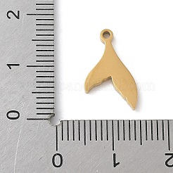 304ステンレススチールエナメルペンダント  魚尾  ラインストーン付き  18KGP本金メッキ  15.5x9.5x1.5mm  穴：1.3mm&nbsp;STAS-K312-03G