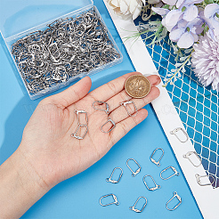 304ステンレススチールフレンチフックピアス金具  カン付き  ステンレス鋼色  17x12x2mm  穴：2mm  ピン：1x0.6mm  240個/箱&nbsp;STAS-SP0001-04B