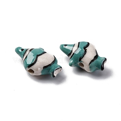手作りの陶器ビーズ  手描きの陶器ビーズ  魚  ライトシーグリーン  21~21.5x12.5~13x7.5~8mm  穴：1.8mm&nbsp;PORC-R002-02I