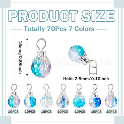 70Pcs 7 Colors Crackle Glass Pendants&nbsp;PALLOY-TADJ00019