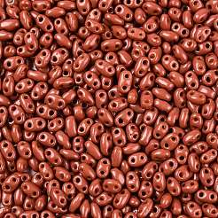 焼付塗装ガラスシードビーズ  2穴  オーバル  チョコレート  5~6x2.5~3.5x3mm  穴：0.7~0.9mm  約7500個/ポンド&nbsp;SEED-T006-03T