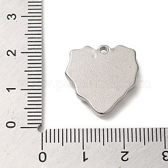 変色しない304ステンレススチールペンダント  テクスチャードハートチャーム  ステンレス鋼色  19x18.5x3.5mm  穴：1.8mm&nbsp;STAS-R223-19