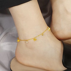 304 Stainless Steel Crystal Rhinestone Dragonfly Charm Anklets for Women&nbsp;WG9ACA2-01