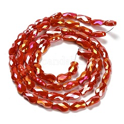 電気メッキガラスビーズセット  魚  ABカラー  多面カット  レッドオレンジ  10x6x4mm  穴：1.2mm  約70個/連  27.56''（70センチメートル）&nbsp;EGLA-P066-01A-AB07