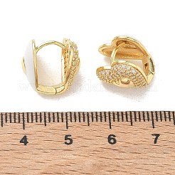 真鍮製マイクロパヴェキュービックジルコニアフープピアス  エナメル  ハート  鉛フリー＆カドミウムフリー  ラックめっき  長持ちメッキ  ホワイト  13.5x12.5x13.5mm&nbsp;KK-CBA98BA-08G-D