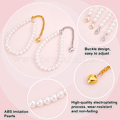 2 Pairs 2 Colors Women's Detachable ABS Plastic Imitation Pearl Beaded Shoe Laces for High Heels&nbsp;FIND-PH0007-46