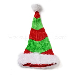 ストライプの豪華な布の模様のクリスマス帽子  クリスマスパーティーの装飾用  カラフル  63.5x33x2.5cm&nbsp;AJEW-B030-02