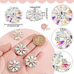 6Pcs 1-Hole Alloy Rhinestone Shank Buttons&nbsp;BUTT-GA0001-15A