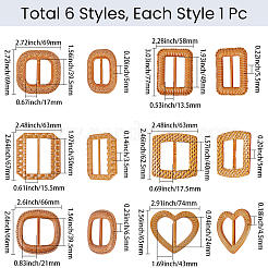6種類のプラスチックバックル6個  ウェビング用  ストラップバッグ  服飾材料  ペルー  混合図形  62.5~77x58~74x3.5~6.5mm  1個/スタイル&nbsp;DIY-GF0013-13