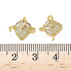 Brass Pave Clear Cubic Zirconia Fruit Connector Charms&nbsp;KK-Z109-01G-01