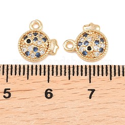 真鍮製マイクロパヴェキュービックジルコニアペンダント  魚のチャーム  18KGP本金メッキ  11x10x2mm  穴：1.2mm&nbsp;KK-L261-14C-G